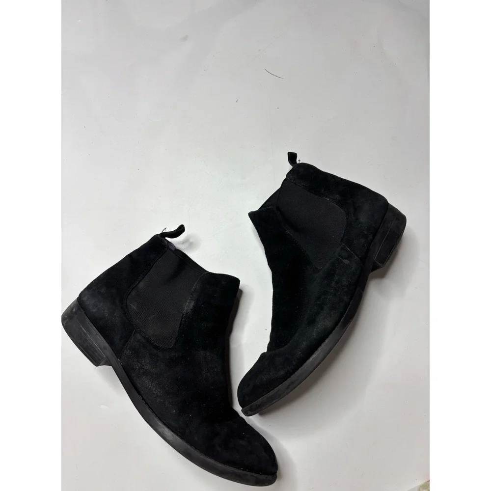 David Tate Chelsea Boots Womens 9.5M Black Suede Leather Ankle Booties No Insole